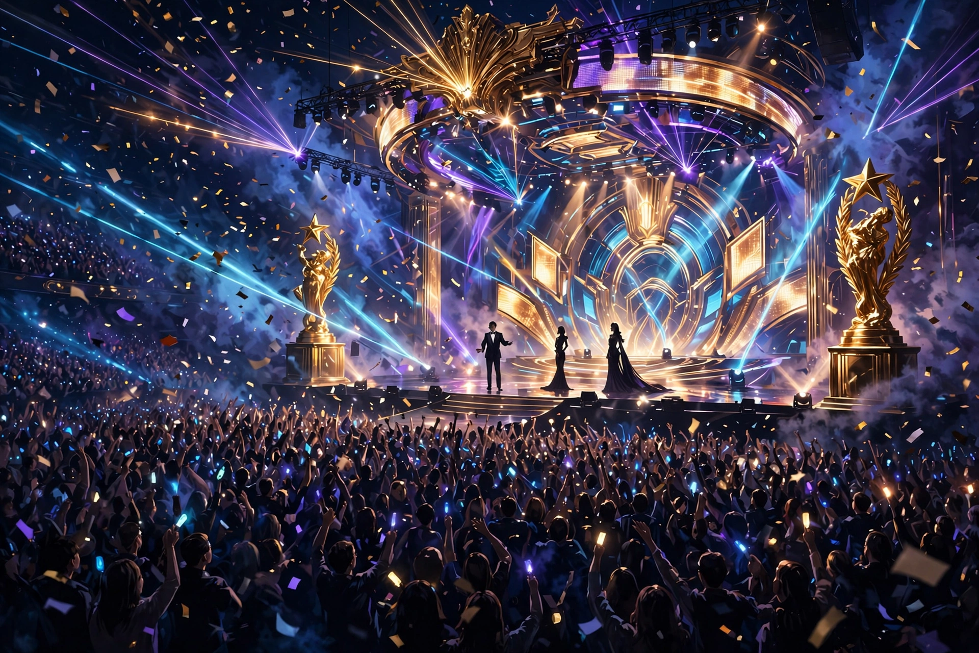 2026 MAMA Awards presenter lineup with glamorous stage