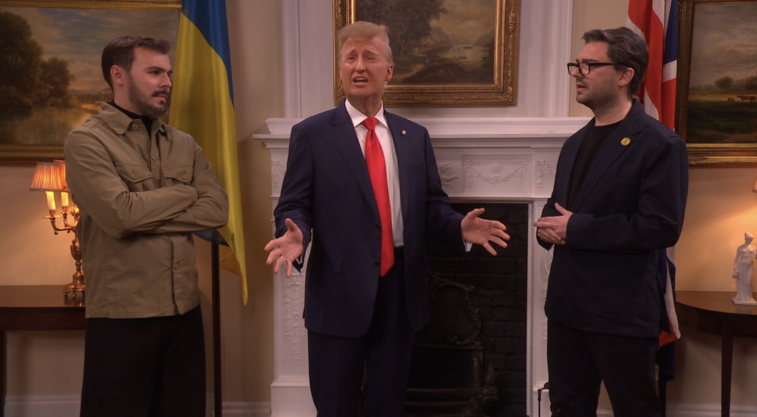 James Austin Johnson's Trump Crashes 'SNL UK' Cold Open With Burnham and Zelenskyy: 'You Don't Have One Guy Who Can Play Trump?'