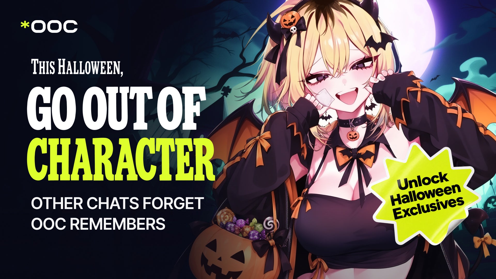 OOC: The Playable Anime Halloween Event Offers Free Story Responses and Double Check-In Credits