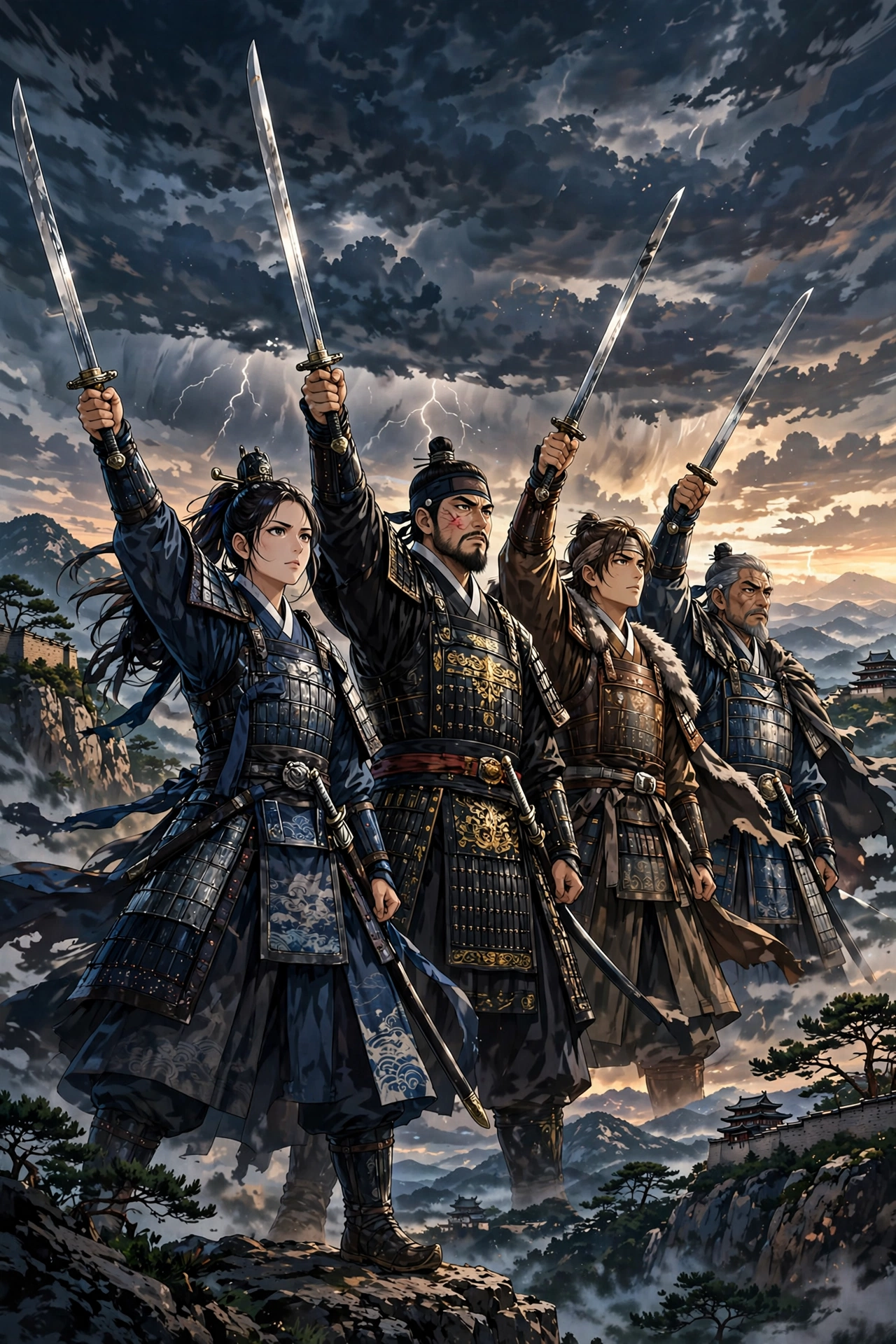Sword & Silence Posters: Lee Hyun Wook, Jang Hyuk, Kim Kang Woo and Park Sung Woong Raise Their Swords for November 14 Premiere